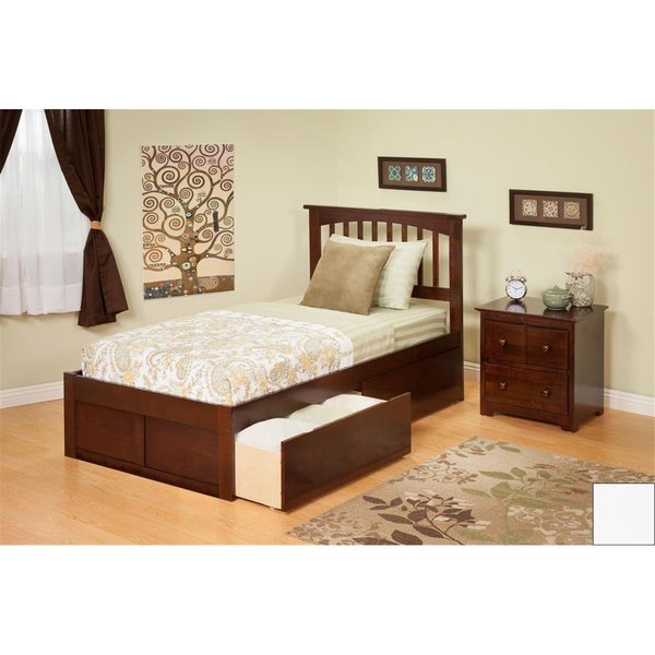 Atlantic Furniture Atlantic Furniture AR8722112 Mission Twin Bed with Flat Panel Footboard and Urban Bed Drawers in a White Finish AR8722112
